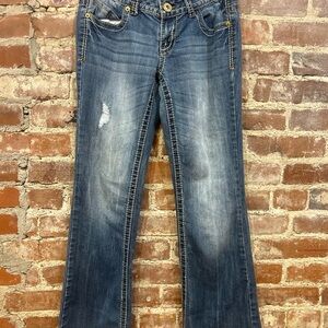 Rue21 Distressed Blue Boot Cut Jeans